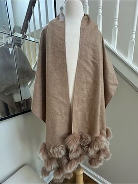 BAKNI tan faux fur shawl/wrap